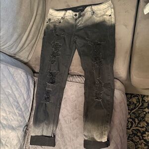 Blackheart Women's Ombre Distressed Skinny Jeans - Black & Gray